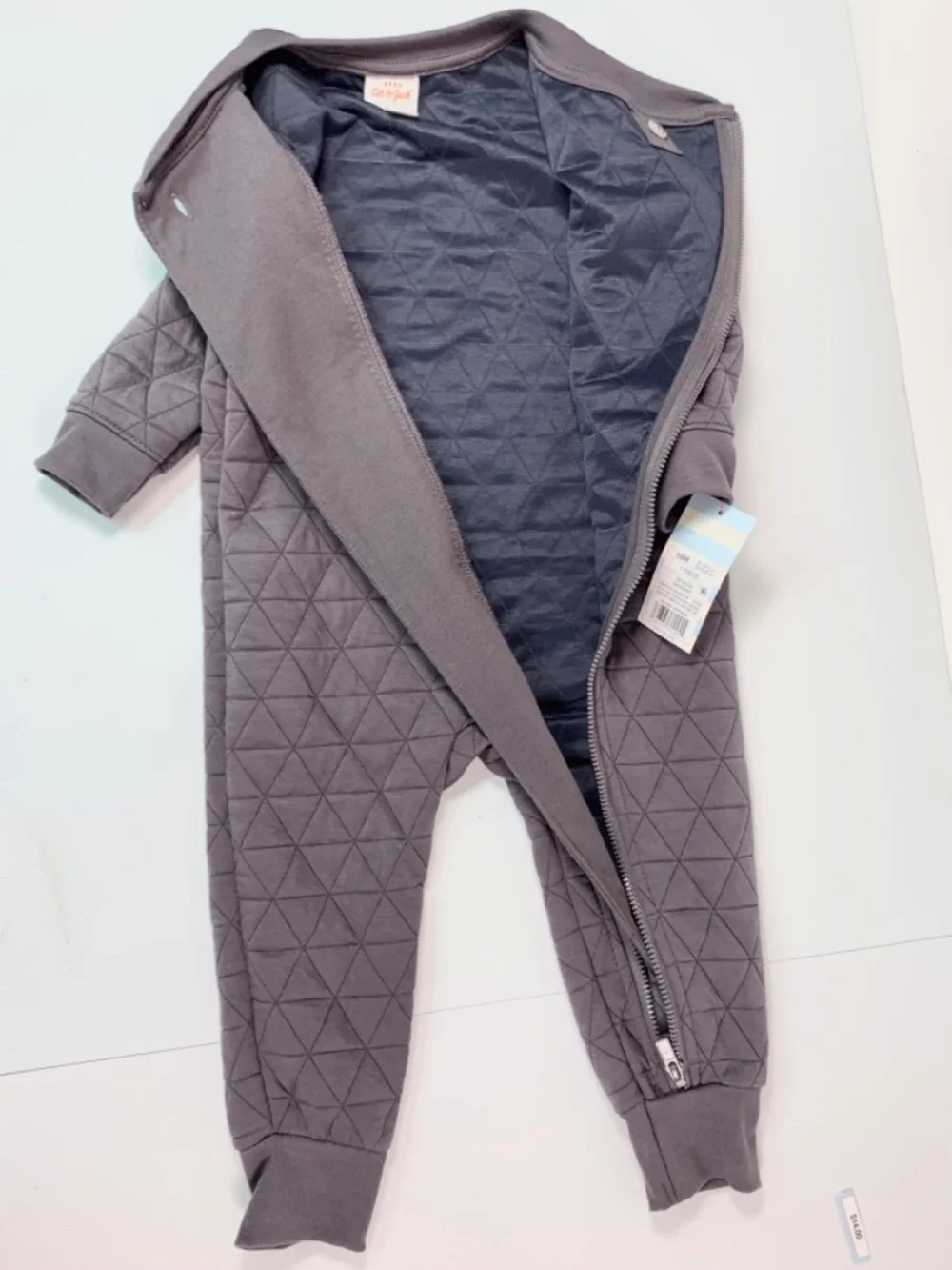 Cat & Jack 18M One Piece Quilted Moto Zippered Dark Grey Romper Cozy Cabincore